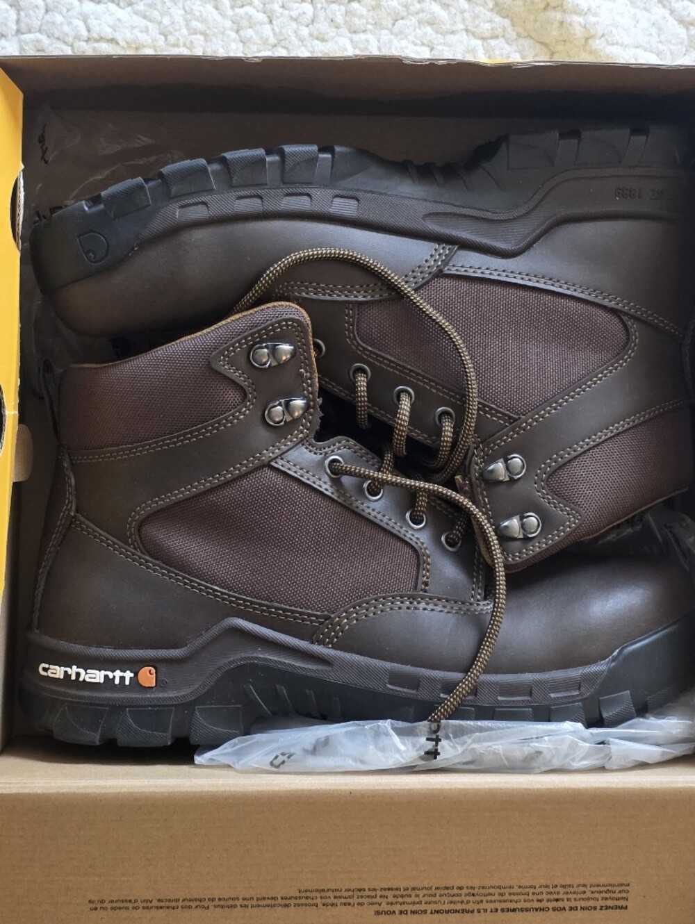 Carhartt Rugged Flex 6" Steel Toe Work Boots CMF6284 Mens 9.5 M Brown Leather
